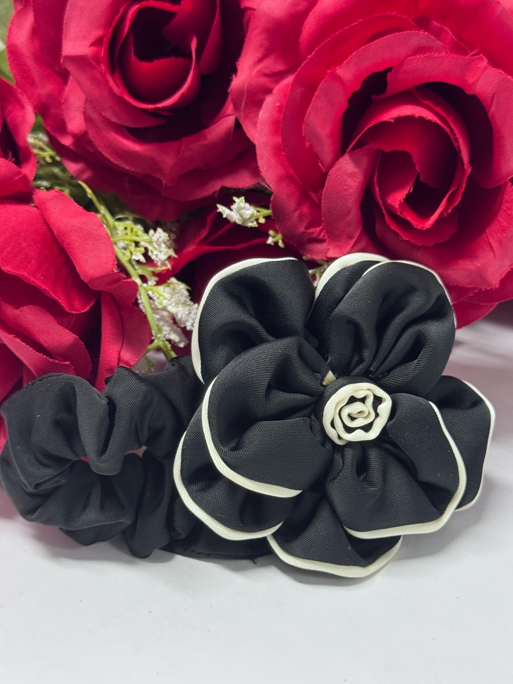 🌺LARGE HANDMADE CAMELLIA HAIR SCRUNCHIE